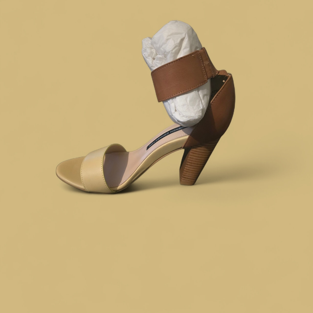 French Connection Brown and Cream Heels